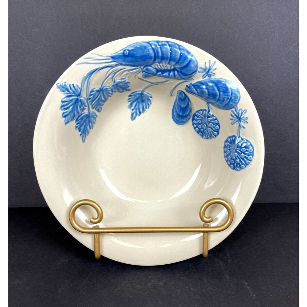 Casafina Di Mare Shellfish 7.5" Dimensional Soup Bowl Hand Painted in Portugal